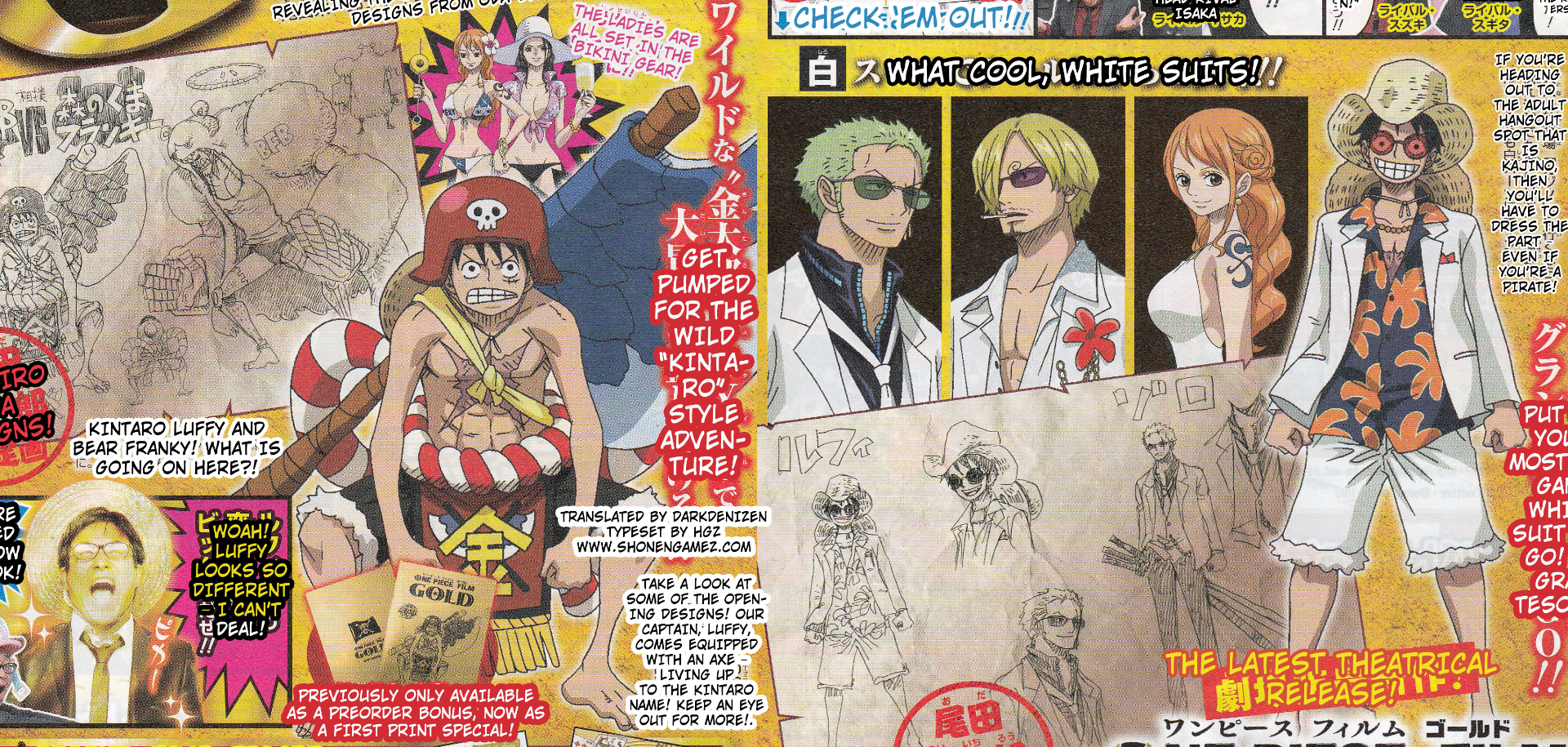 New One Piece Film Gold Scan Shows Off Character Designs & Theater Bonuses